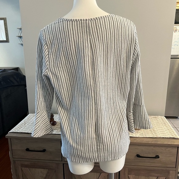 NY Collection grey and white striped top - Picture 4 of 5